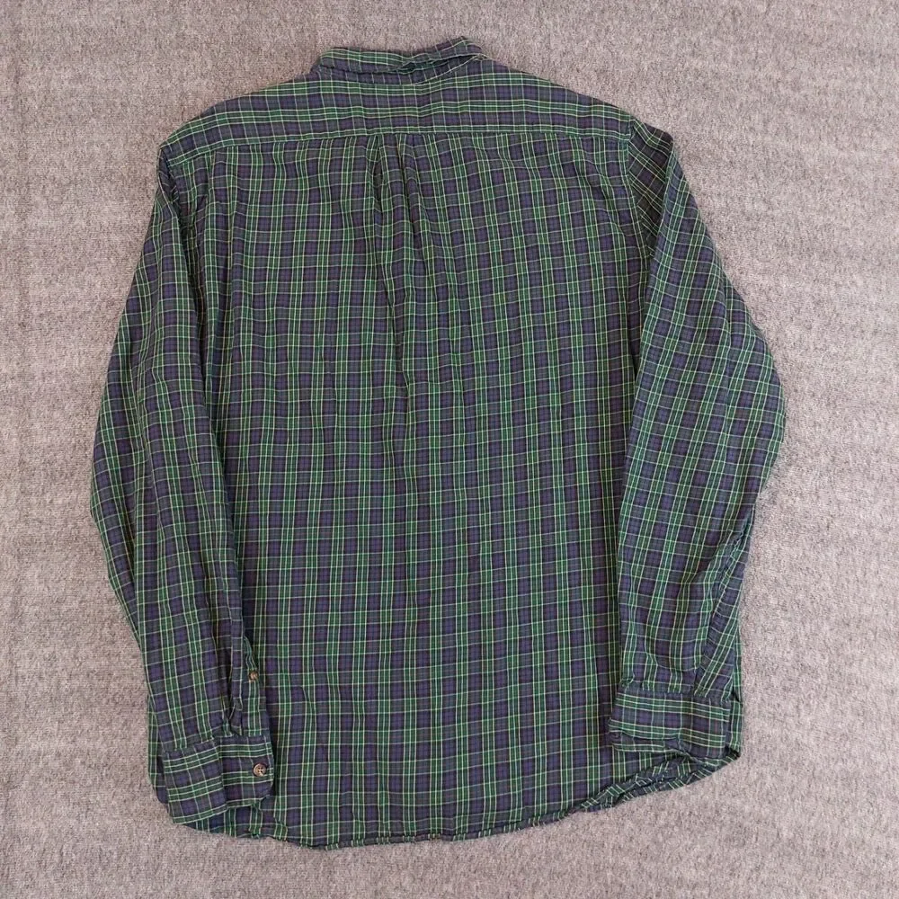 J.Crew Slim Brushed Twill Button Down Shirt Mens Xl Green Blue Tartan Plaid